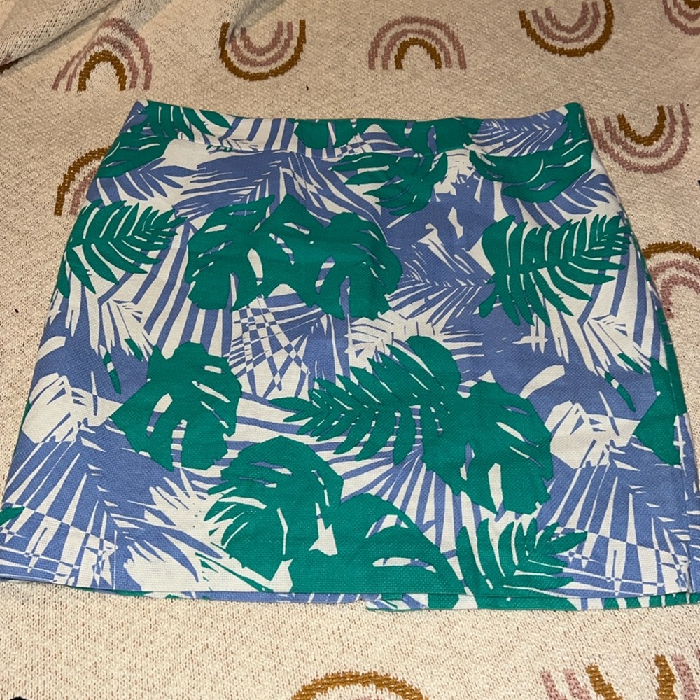 Summer at the country club Loft size 14 tropical leaf print skirt - Picture 1 of 5